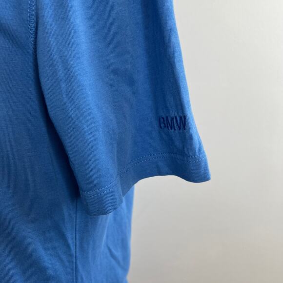 BMW Womens Blue Short Sleeve T-Shirt Cotton Blend Rounded V-Neckline Size S - Picture 4 of 10
